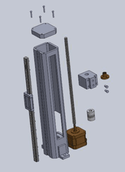 Exploded CAD of lead-screw Z-axis linear actuator